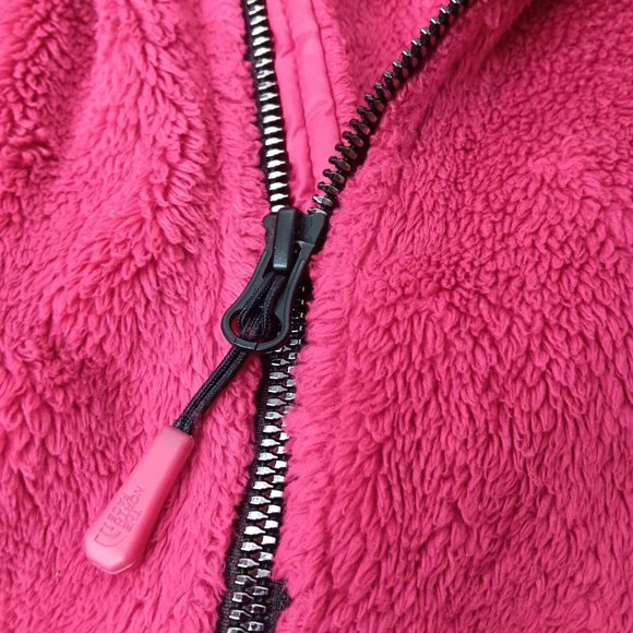 The North Face Womens XS Osito Jacket Hot Pink Plush Fleece Zip Silver READ - Picture 12 of 13